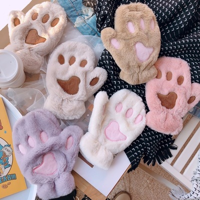 手套女士冬季ins可爱韩版 加绒加厚 学生冬天保暖骑车情侣毛绒卡通